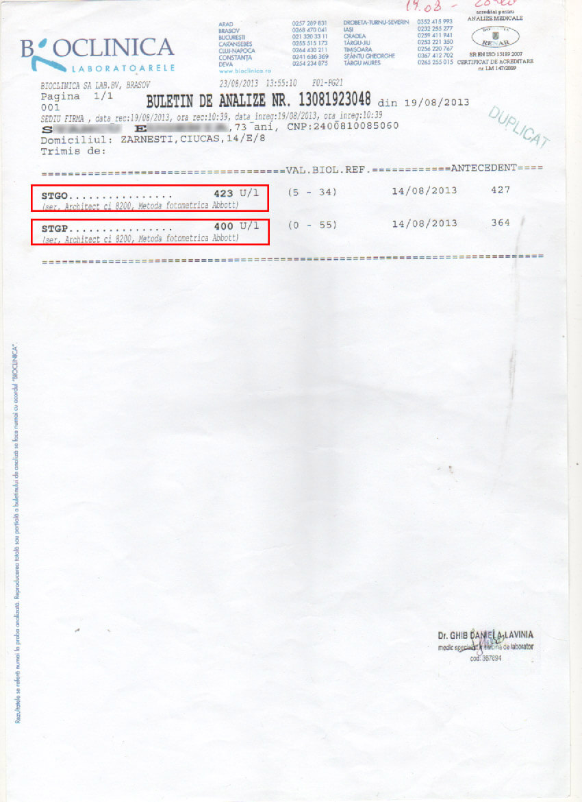 blood test report - 2013-08-19